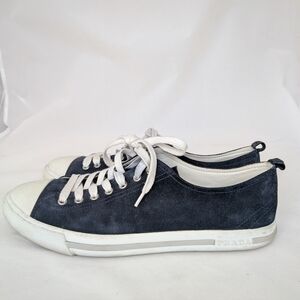 Prada Navy Blue and White Sneakers